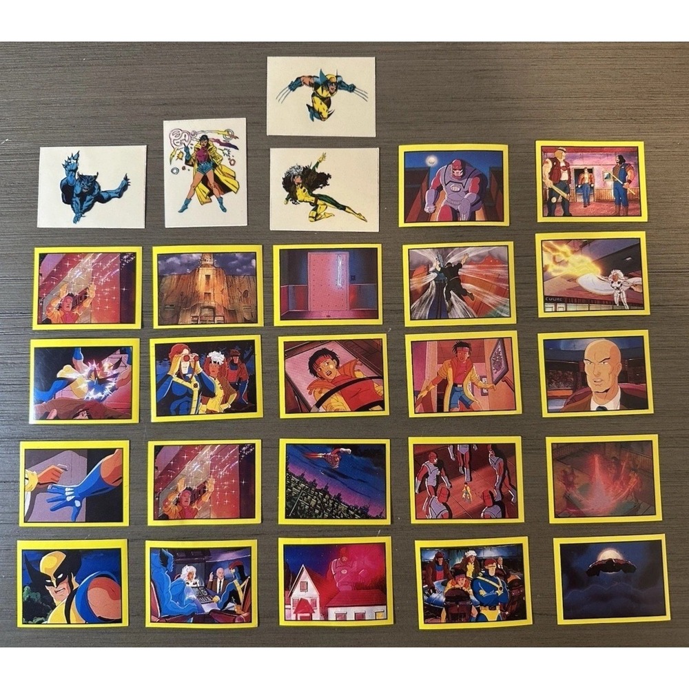 1993 X-Men Diamond Sticker Lot, 26 total‎ (22 base yellow + 4 clear animation)